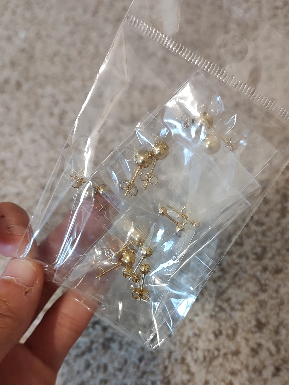 18k Gold Plated Ball Stud Earrings - 6 Pairs Set